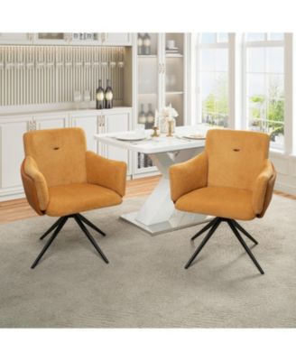 Swivel Upholstered Dining/Desk Chairs (Set of 2 Orange)