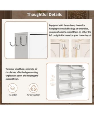 Streamdale Elegant Narrow Shoe Cabinet with 6 Drawers & Hooks