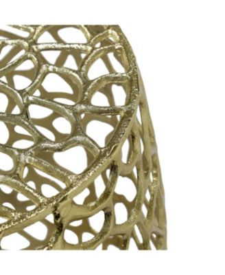 Streamdale Aluminum Drum End Table with Intricate Design-Gold