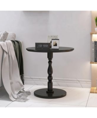 23" Black Round Accent Table - Modern Side/Nightstand