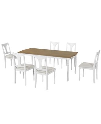 Extendable Dining Table Set with 6 Upholstered Chairs