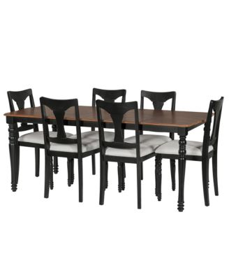 Extendable Dining Table Set with 6 Upholstered Chairs