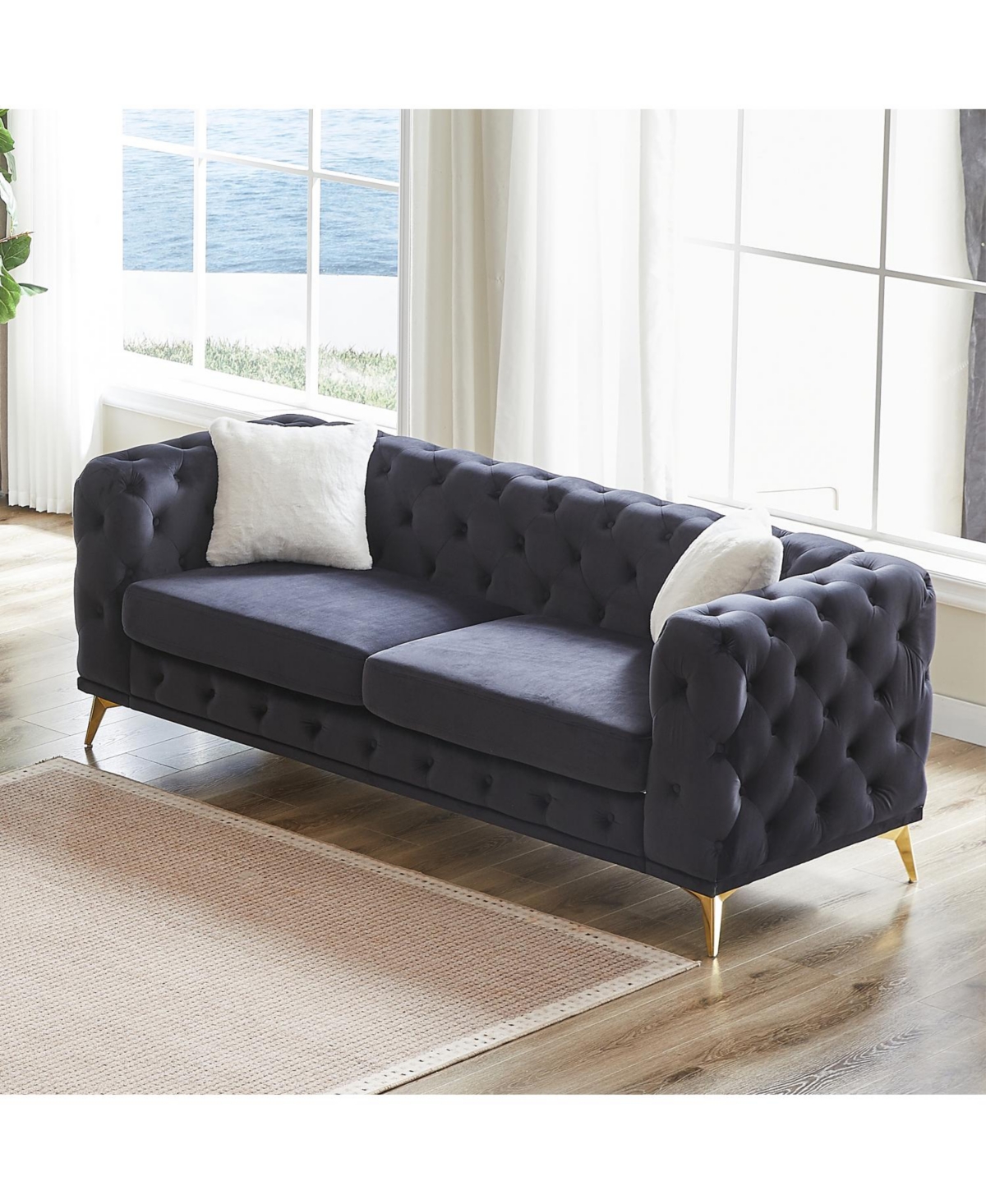 Streamdale Furniture Deluxe Velvet Chesterfield Sofa with Tufted Buttons