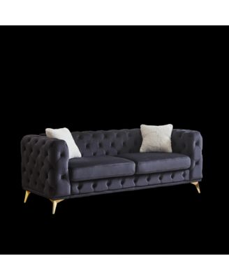 Deluxe Velvet Chesterfield Sofa with Tufted Buttons, 2 Pillows