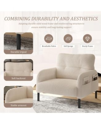 Corduroy Wide Seat Chair - Living Room/Bedroom