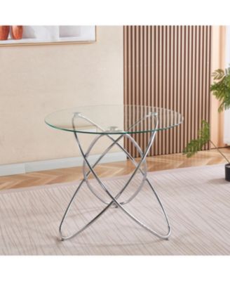 Modern Tempered Glass Dining Table with Chrome Legs