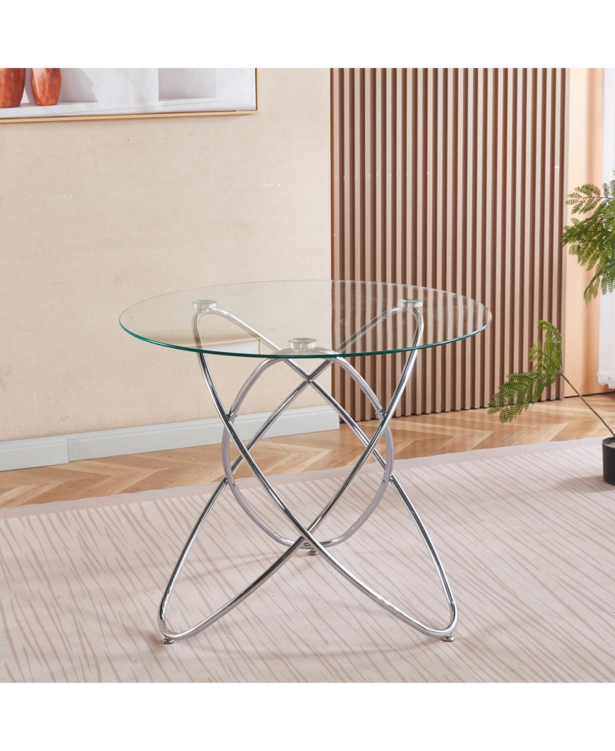 Streamdale Furniture Modern Tempered Glass Dining Table with Chrome Legs