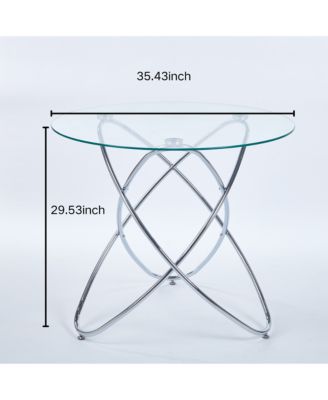 Modern Tempered Glass Dining Table with Chrome Legs