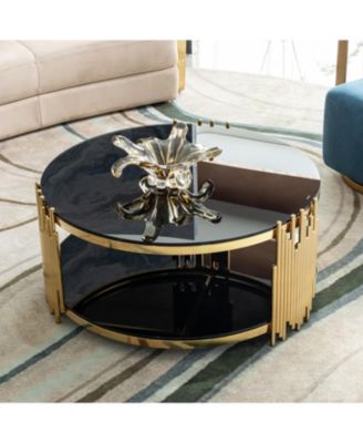 Glass Top Round Coffee Table