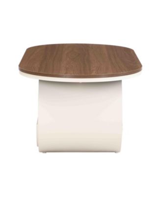 Luxury Oval Coffee Table w/ Storage - White Metal