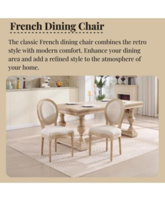 French Country Upholstered Dining Chairs, Set of 2
