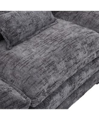 Oversized Sectional Sofa Cloud Couch w/ Ottoman, USB & Phone Holder