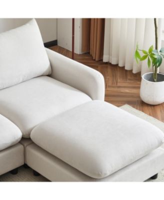 69" 3-Piece L-Shaped Modular Sectional Sofa with Ottoman