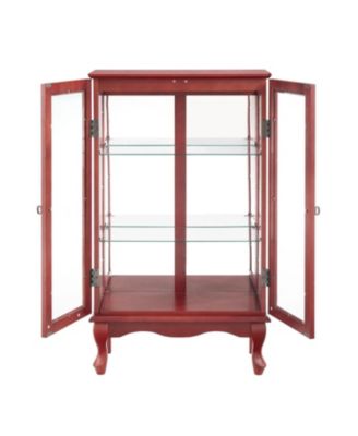 Elegant 2-Door Curio Cabinet - Lighted Display, Cherry Finish