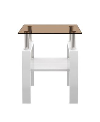  Modern Glass Tea/Coffee Table Set - Brown/White