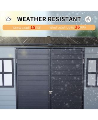 8x6ft Resin Garden Shed with Floor & Windows - Grey/Black