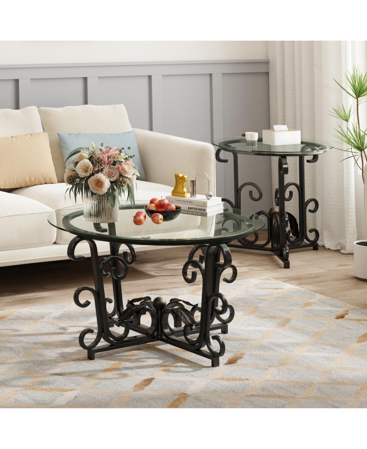 Streamdale Furniture Streamdale 3-Piece Glass Coffee Table Set- Modern Metal Frame, Easy Clean