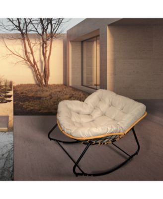 Outdoor/Indoor Rocking Papasan Chair - Beige