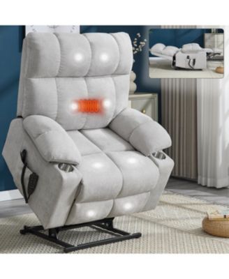 Beige Power Lift Recliner w/ Massage & Heat