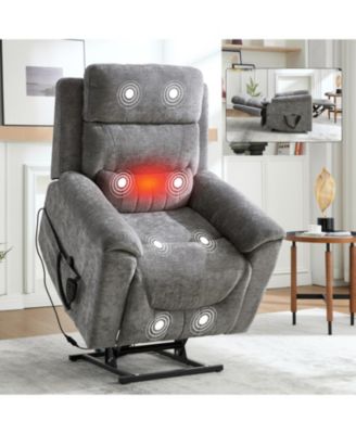 Power Lift Recliner, 350 LBS, Massage & Heat, Grey