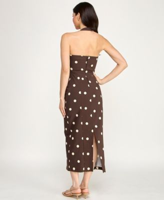 Juniors' Sweetheart Halter Neck Slim Midi Dress