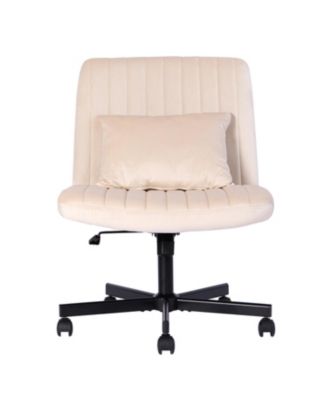 Velvet Criss Cross Armless Office Chair with Wheels
