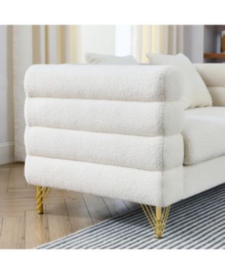 3-seater + 3-seater Combination sofa.White teddy(Ivory)