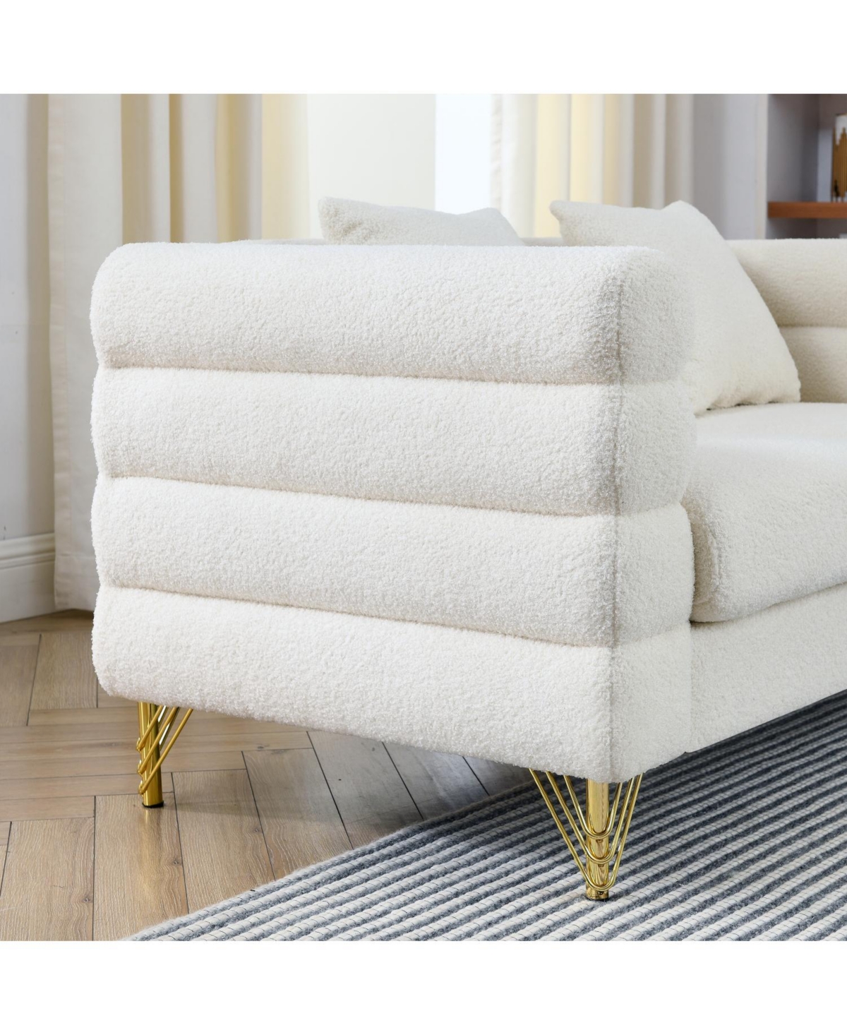 Streamdale Furniture 3-seater + 3-seater Combination sofa.White teddy(Ivory)