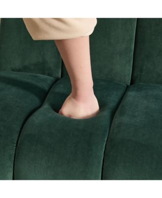 Modern Green Velvet Accent Chair with Black Legs