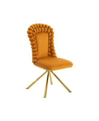 Velvet Swivel Accent Chairs, Gold Legs, Set of 2 - Orange