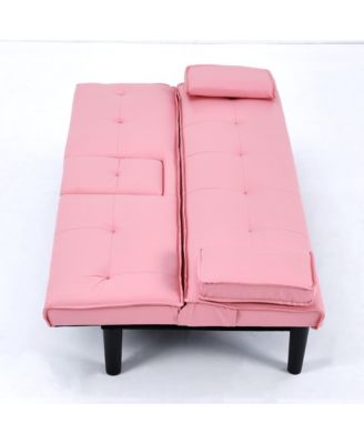 67" PVC Sofa Bed with Foldable Design & Cup Holder