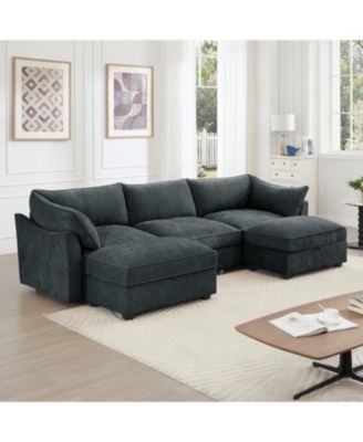 U Shape 3 Seater Sofa with Ottomans & Storage