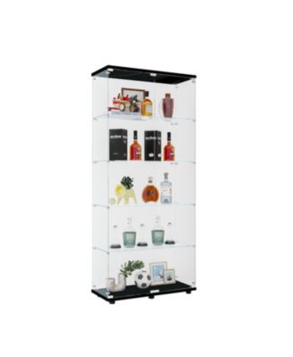 Two Door Glass Cabinet Glass Display Cabinet with 5 Shelves.