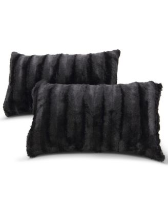 Faux-Fur 2-Pack Decorative Pillows, 12" x 20"