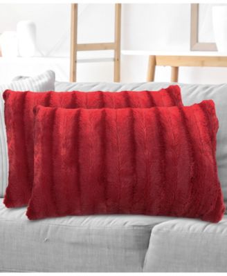 Faux-Fur 2-Pack Decorative Pillows, 12" x 20"