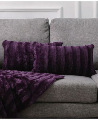 Faux-Fur 2-Pack Decorative Pillows, 12" x 20"