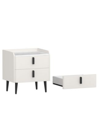 Streamdale Gray Nightstand with Marble Top & 2 Drawers