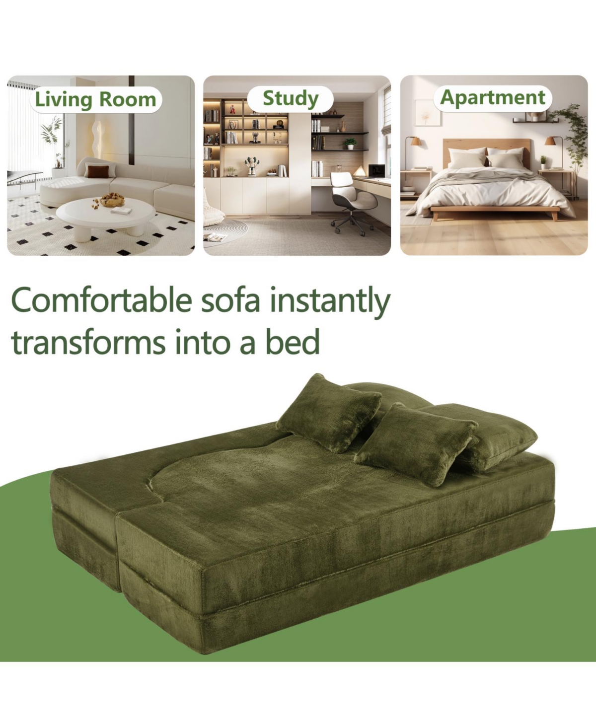 Streamdale Furniture Streamdale Queen Chenille Foldable Sofa Bed - Convertible Futon Couch