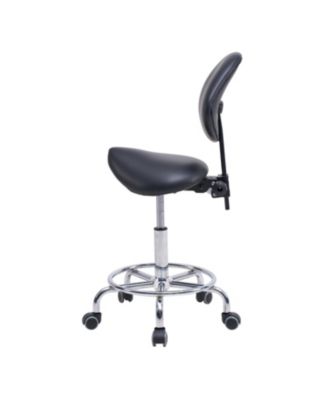 Saddle Stool Chair with Backrest, Swivel Hydraulic Tilt Seat, Wheels & Footrest for Medical, Dental & Clinic Use