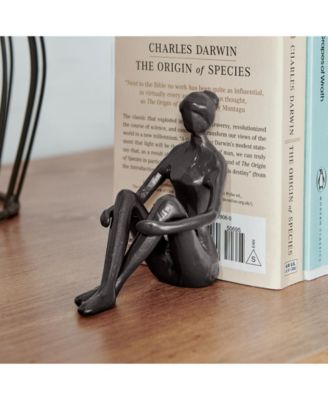 Abstract Sitting Female Sculpture Pair Bookend Set of 2
