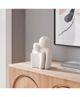 Hans White Nesting Two Piece Couple Matte Ceramic Sculpture Set