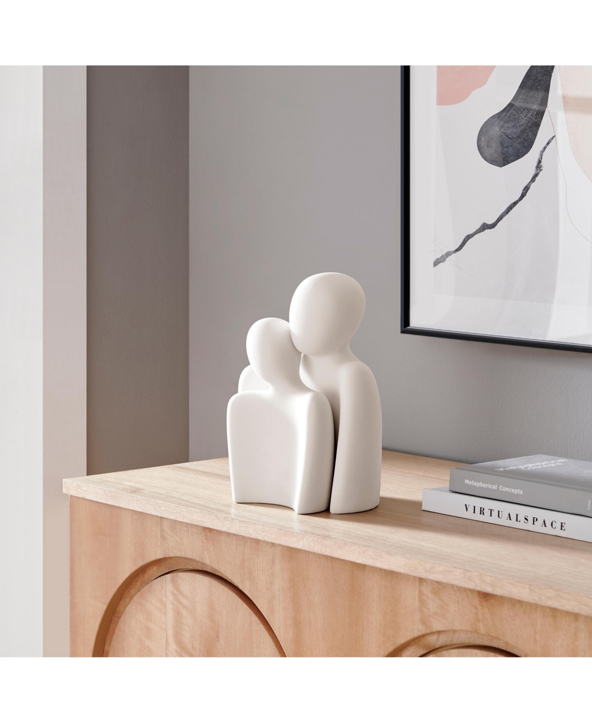 Danya B Hans White Nesting Two Piece Couple Matte Ceramic Sculpture Set