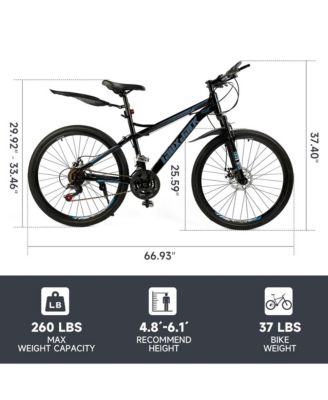 26-Inch 21-Speed Mountain Bike, Sleek Design with Suspension Fork & Dual Disc Brakes