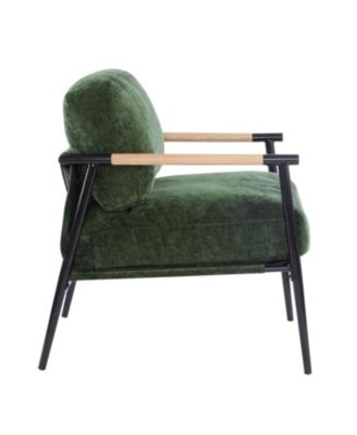 Modern Accent Chair with Plush Cushions and Wooden Armrests