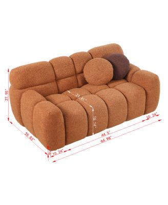 64.98"L Human Body Sofa, Marshmallow Boucle, 2-Seater