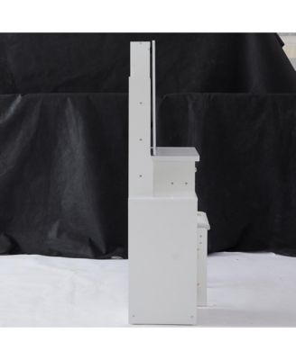 Compact Vanity Set Sliding Mirror, Storage Drawer, Cushioned Stool, EPA/GCC/UL Certified