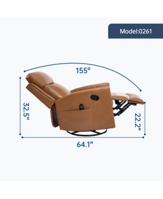 Orange Leather Heat Massage Rocker Recliner