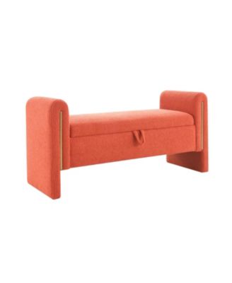 Teddy Bed End Bench with Arms & Storage - Orange
