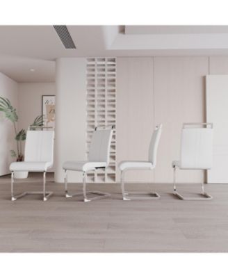 63" Cream MDF Dining Table & PU Chair Set