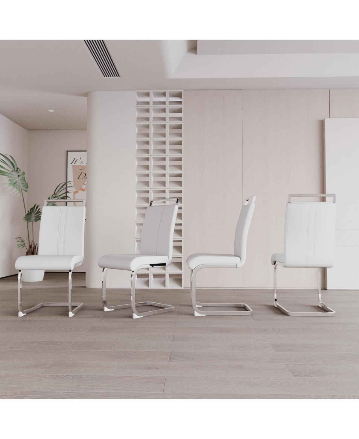 Streamdale Furniture 63" Cream Mdf Dining Table & Pu Chair Set